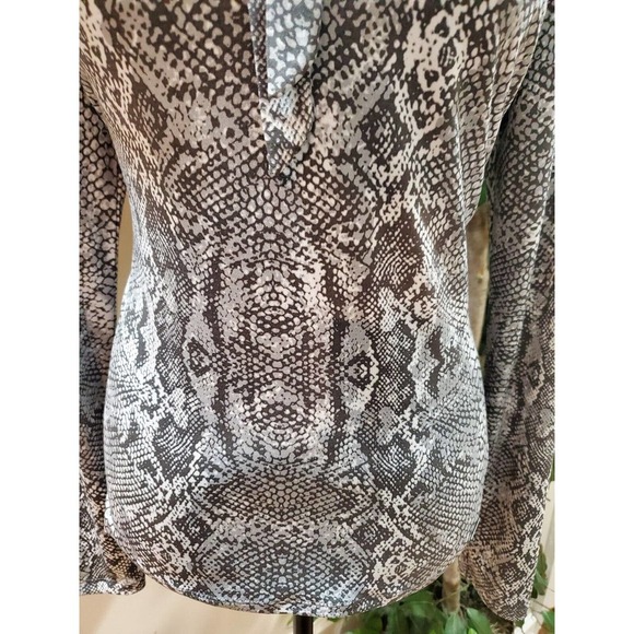 Tahari Womens White & Black Polyester Halter Neck Long Sleeve Top Blouse Medium - Picture 3 of 11